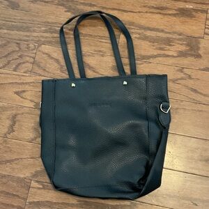 Elegant Black Leather Tote Bag